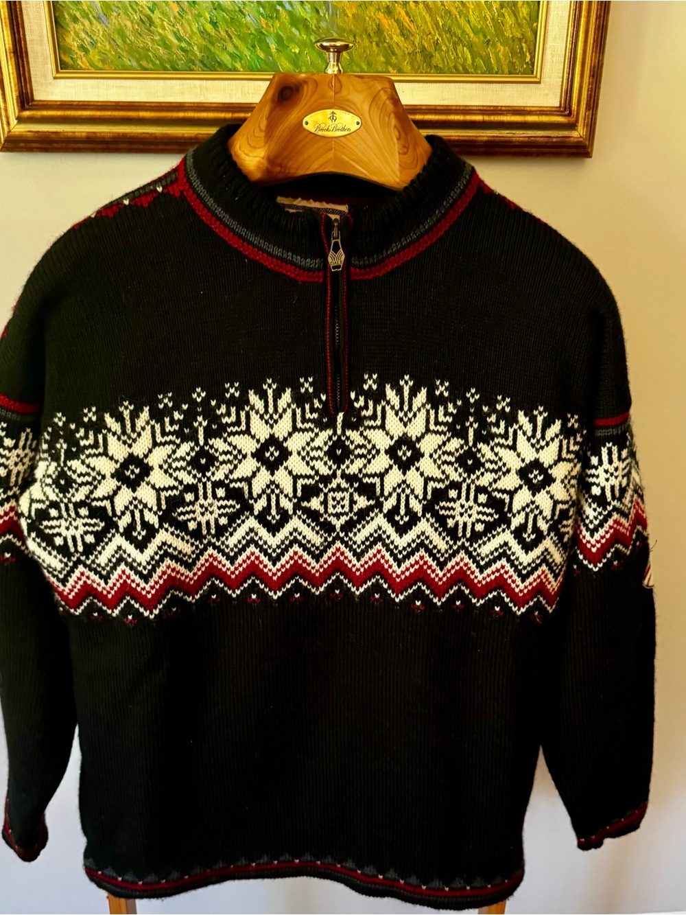 Dale of Norway Men's Fair Isle Wool Knit 1/4 Zip Pullover Sweater M